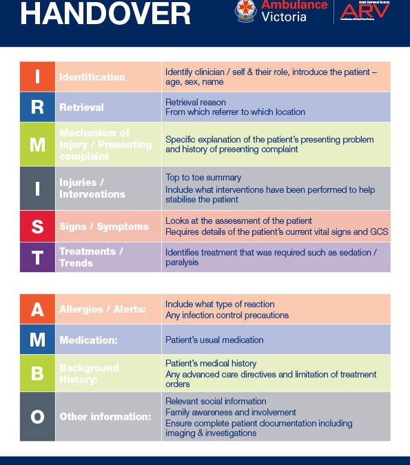 IRMIST AMBO Handover poster